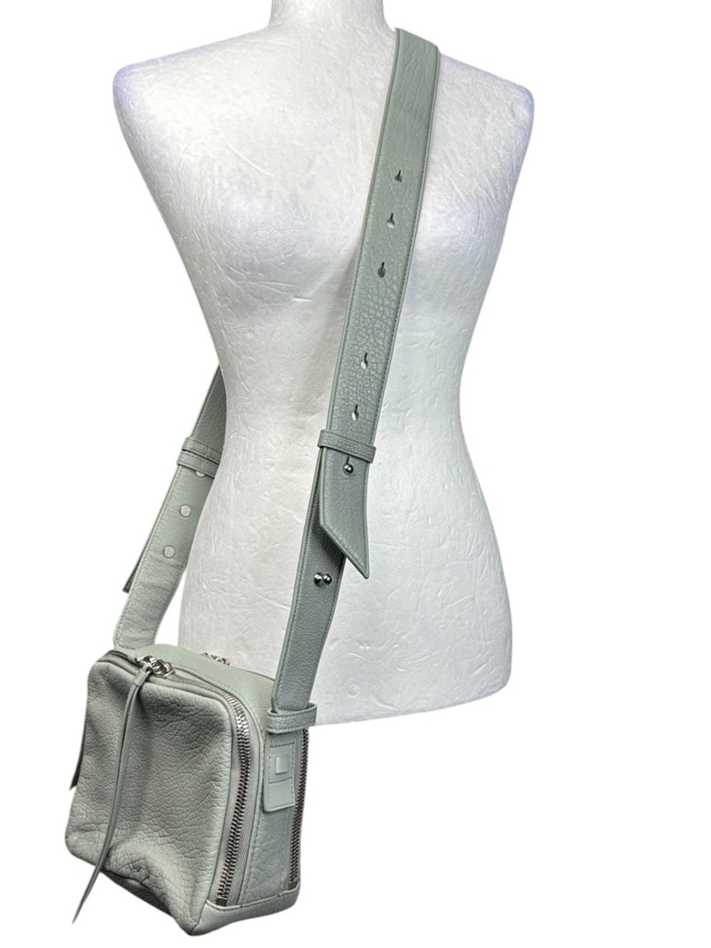All Saints Vincent Lamb Leather Crossbody Bag Gray - Picture 2 of 15